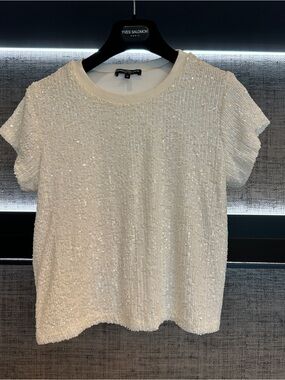 Generation Love White Sequin Tee; size XS